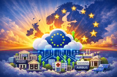  The image shows a European data cloud to which numerous authorities and companies are connected.