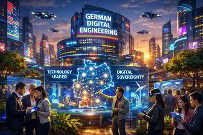  The picture shows a futuristic version of Germany as a digital technology leader. 