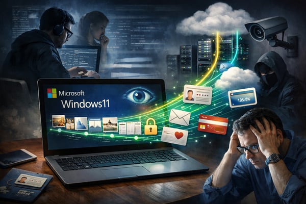  The image illustrates the data outflow through the Windows 11 recall function, which, according to experts, poses risks to cyber security and digital sovereignty. 