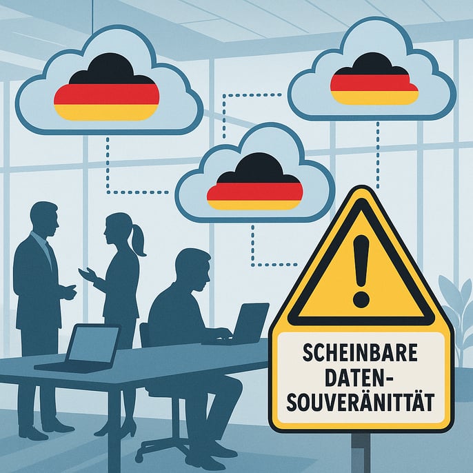 Ein moderne Geschäftsumgebung mit digitalen Wolken